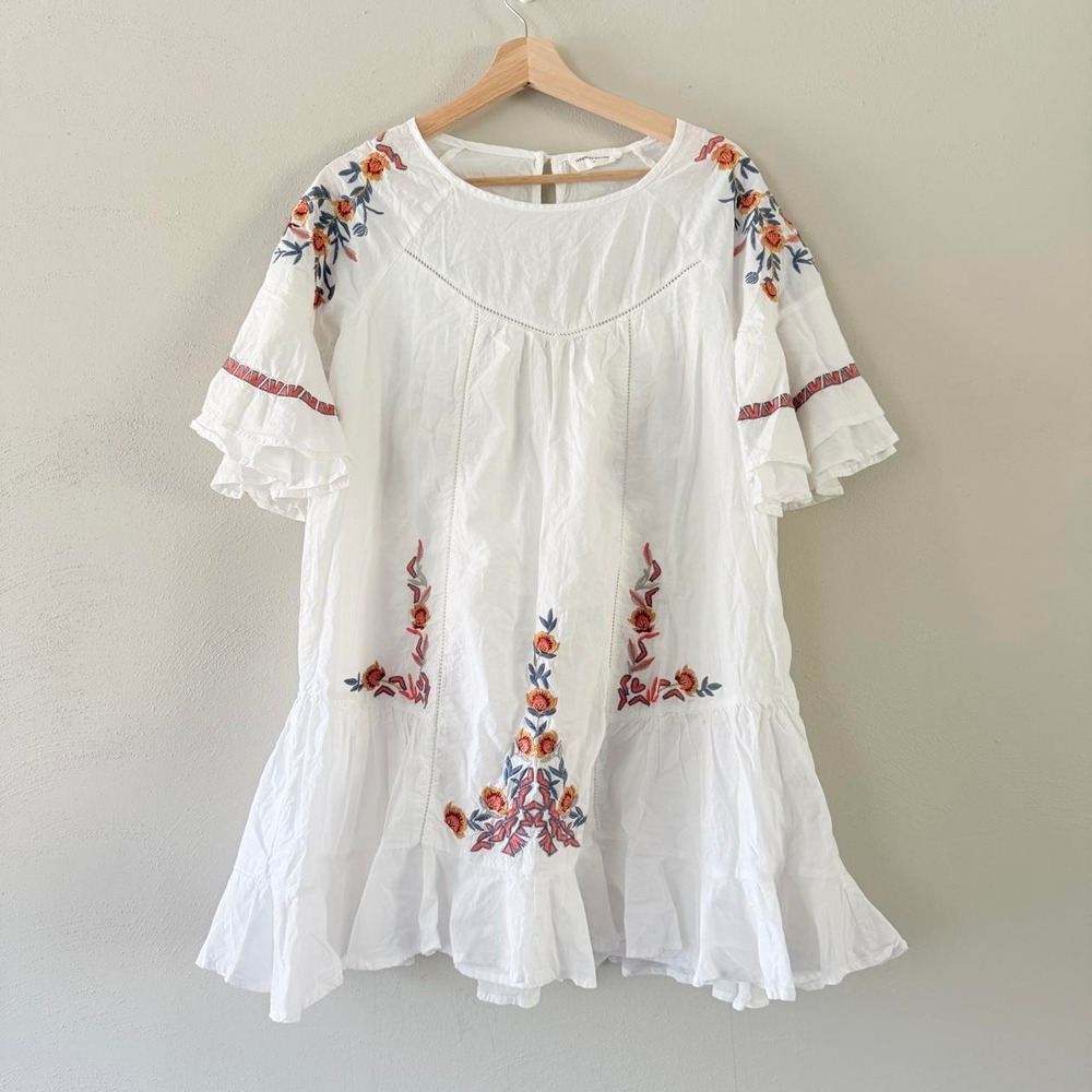 Goodnight Macaroon Women's Size Large White Embroidered Boho Mini Dress